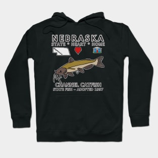 Nebraska - Channel Catfish - State, Heart, Home - state symbols Hoodie